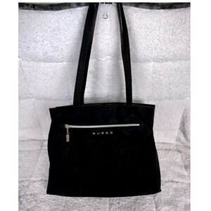 Vintage Y2K Guess Nylon Zip Shoulder Bag Black Minimalist 90s Tote